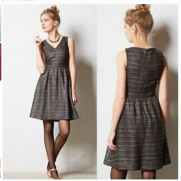 Moulinette‎ Soeurs Anthropoligie Glissade Sleeveless Tweed Knee Length Size 2 - Picture 1 of 7